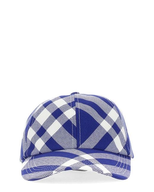 Burberry Purple Baseball Cap With Tartan Pattern Polyester Hat