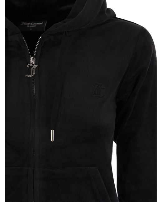 Juicy Couture Black Cotton Velvet Hoodie for men