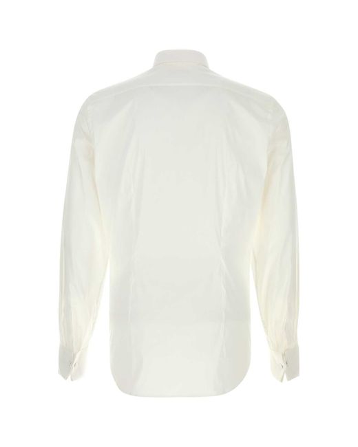 Prada White Stretch Poplin Shirt for men