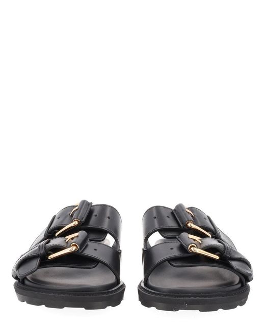 Moschino Black Double-Buckle Slide Sandals