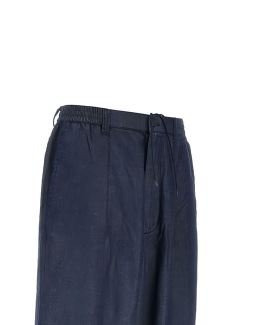 Emporio Armani Blue Cotton Blend Trousers for men