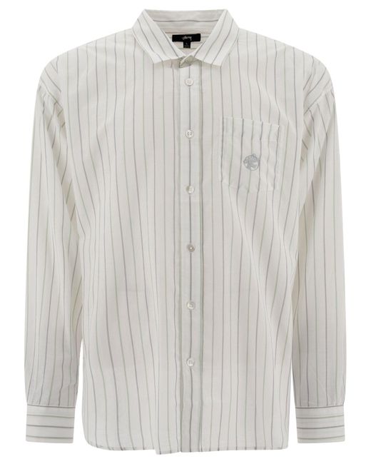 Stussy White Classic Striped Shirt Shirts for men