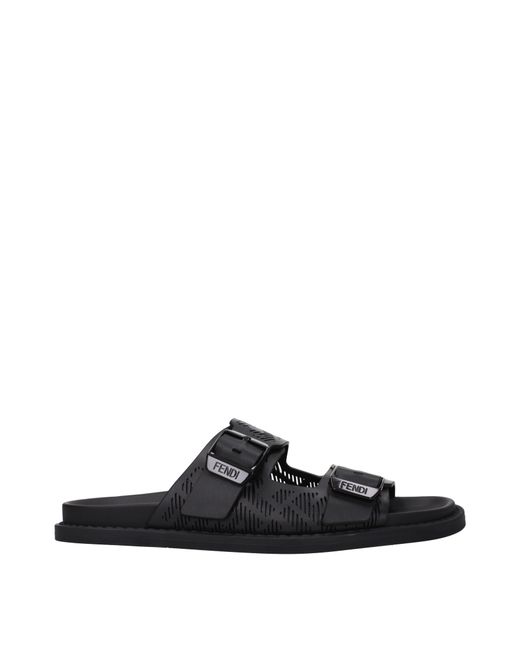 Fendi Black Ciabatte E Zoccoli Uomo Pelle Nero for men