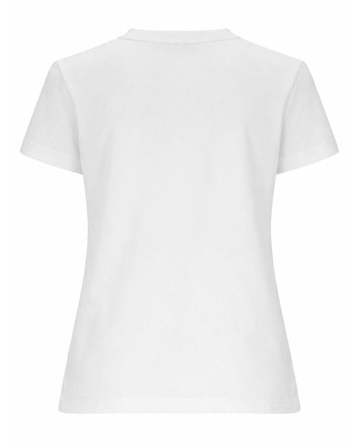 MSGM White T-Shirt Con Logo Pennellato