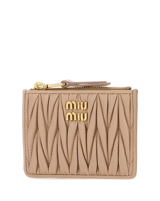 Miu Miu Brown Nappa Leather Card Holder