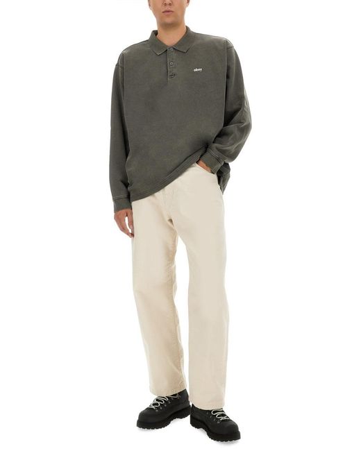 Obey Gray Cotton Polo for men