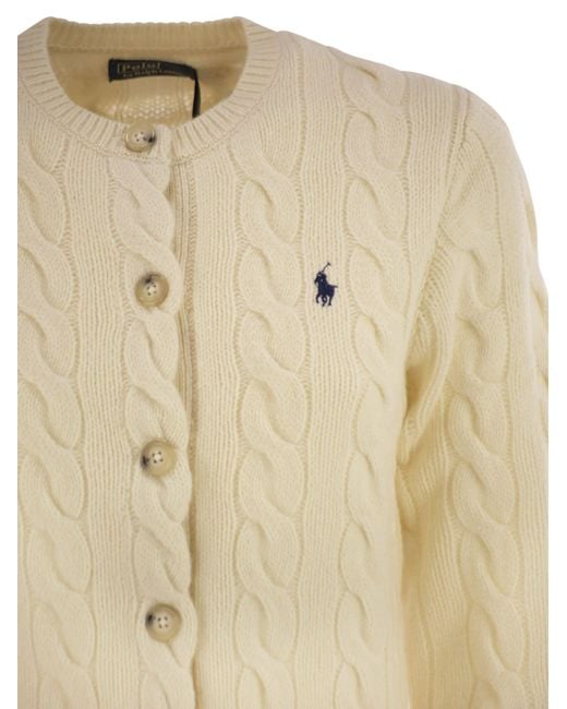 Polo Ralph Lauren Natural Wool And Cashmere Cable Knit Cardigan
