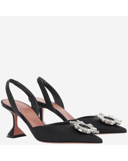 AMINA MUADDI Black Begum Silk Slingback