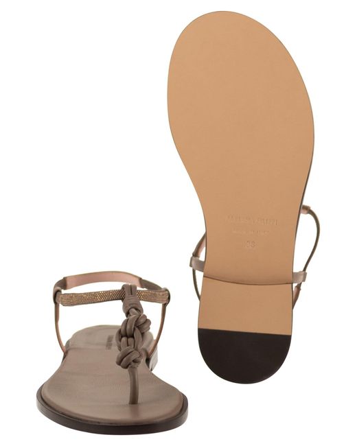 Fabiana Filippi Brown Leather Thong Sandals With Braided Detail