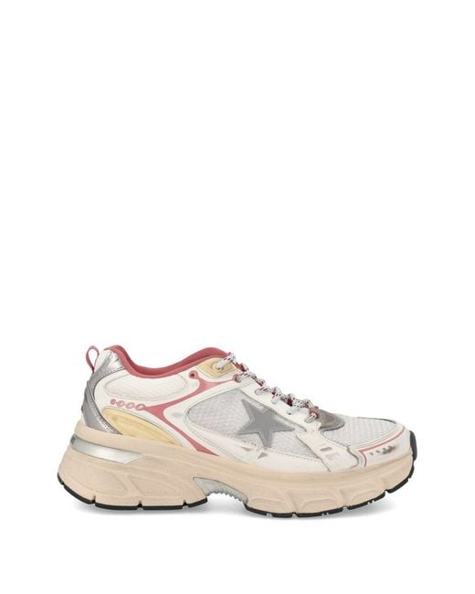 Golden Goose Deluxe Brand White "Lightstar" Mesh Leather And Heel Polished Bio Based Uppe