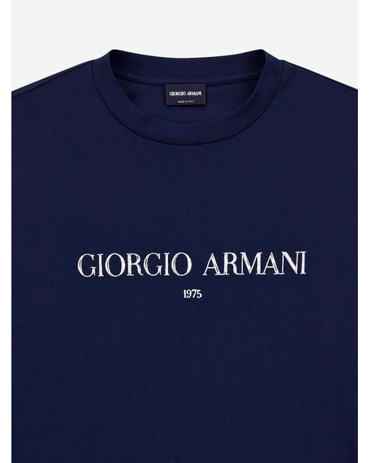 Giorgio Armani Blue Cotton Interlock Jersey T Shirt for men