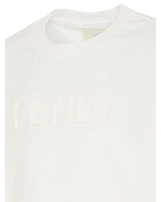 Fendi White T Shirt With Logo