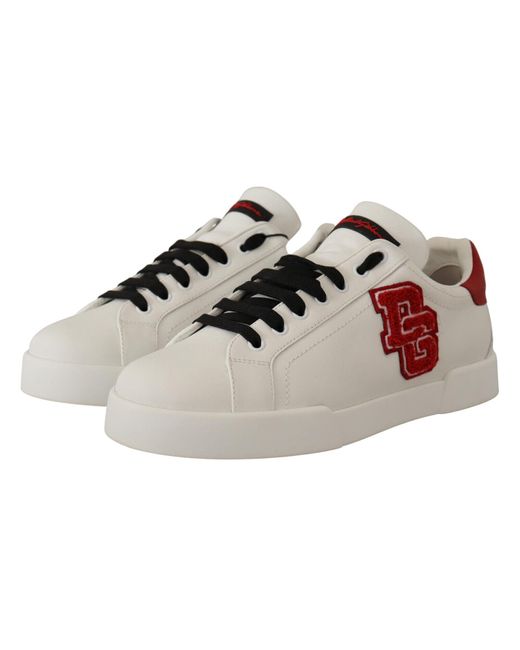 Zapatos de zapatillas casuales DG de cuero blanco rojo Dolce & Gabbana de  hombre de color Negro | Lyst