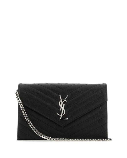Saint Laurent Black Leather Clutch