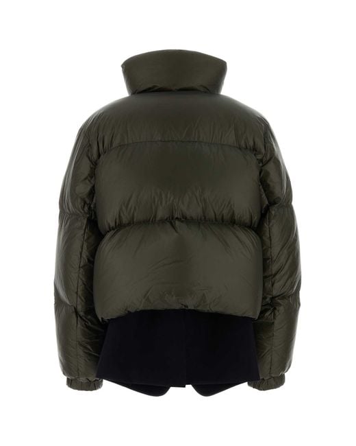 Sacai Green Nylon Down Jacket