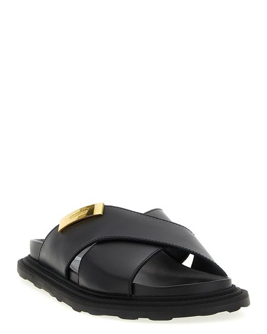Moschino Black Leather Sandals