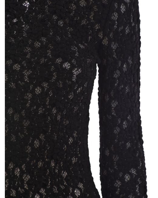 Max Mara Black Gennaio Tight Fitting Cloqué Lace Jersey