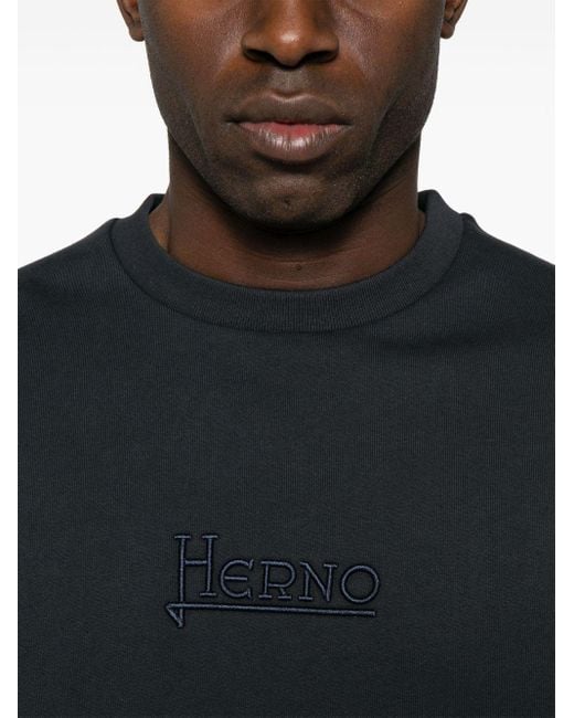 Sudadera de algodón del logotipo de Herno de hombre de color Black