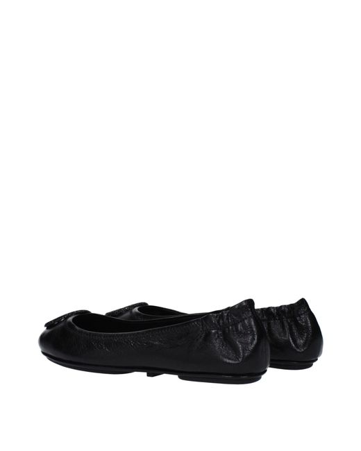 Tory Burch Black Minnie Travel Ballerina Leather