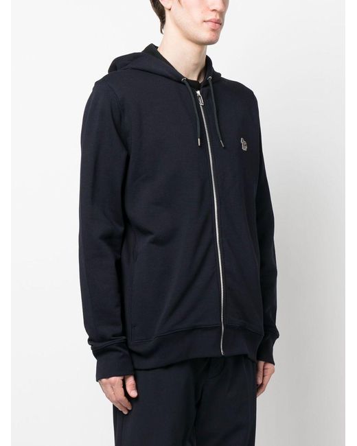 Paul Smith Blue Logo Cotton Hoodie for men