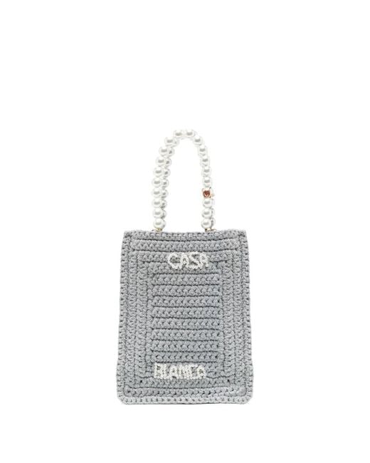 Casablanca White Tasche mit Kette und Perlen