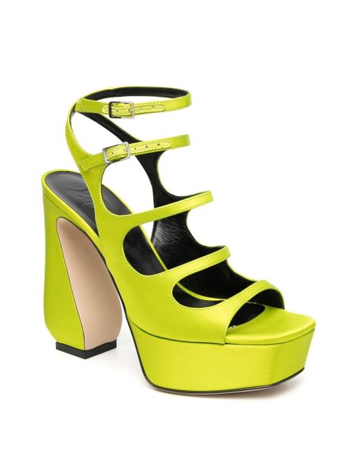 SI ROSSI Yellow Crepe Satin Heel Sandals