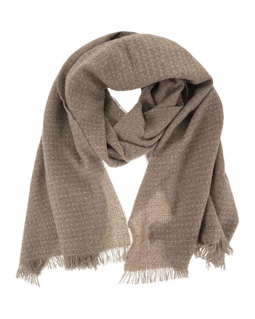 Fabiana Filippi Natural Virgin Wool And Cashmere Scarf With Luminous Yarns