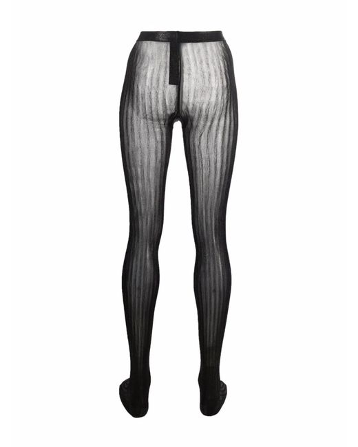 Prada Gray Metallic-effect Striped Tights