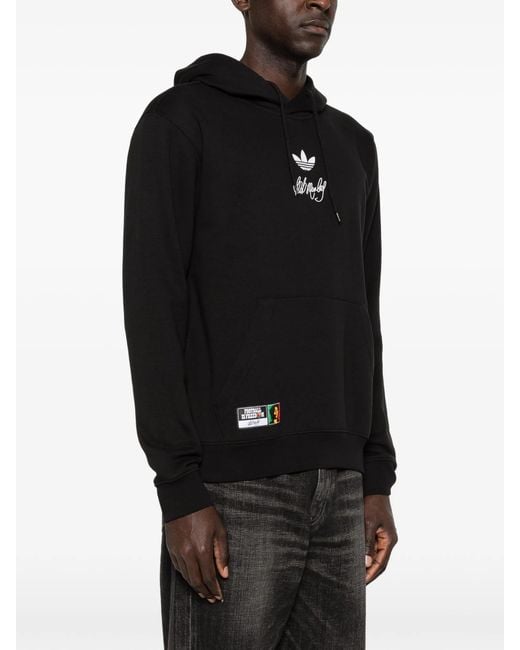 Adidas Originals Black Hooded Logo Detail Hoodie for men