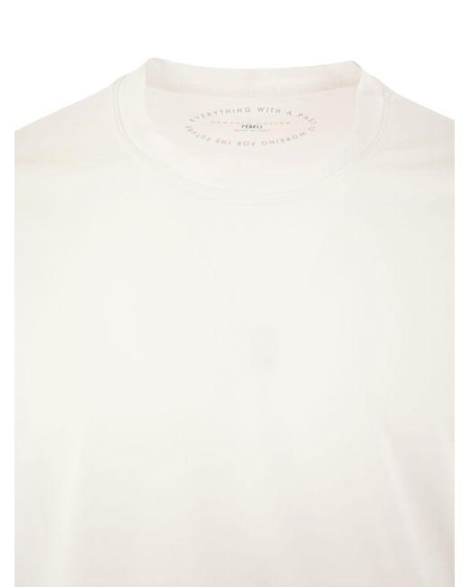 Fedeli White Langarmes Baumwoll -T -Shirt