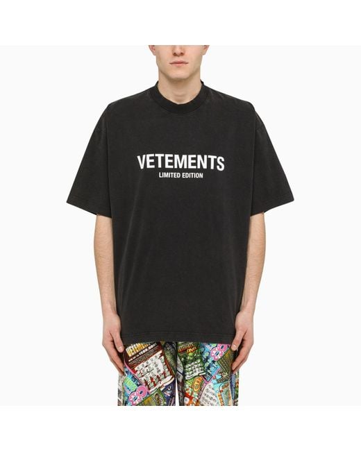 Vetements Oversize Washed Black T Shirt for Men | Lyst