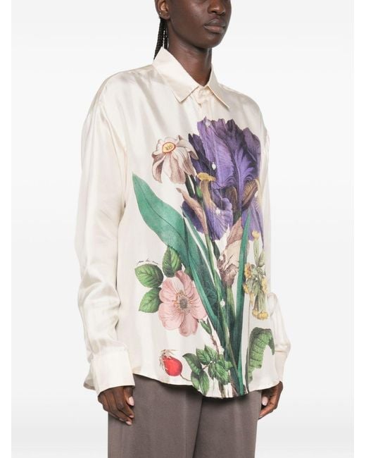 Pierre Louis Mascia White Printed Silk Shirt