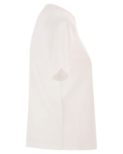 Herno White Cotton T-Shirt With Logo Buttons On The Sides