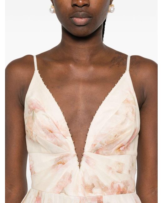 Zimmermann Hypnotic Mini-Jurk Met Afwerking in het Natural