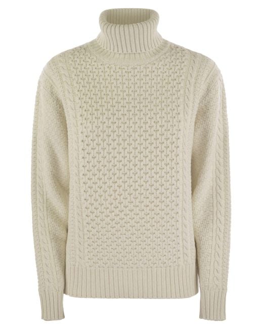 Fabiana Filippi White Turtleneck Jumper With Special Workmanship