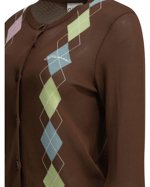 Ganni "argyle" Vest in het Brown