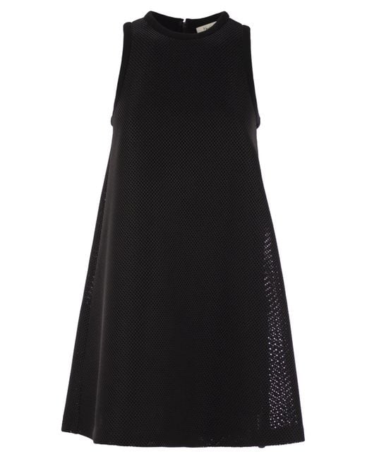 Max Mara Black Didone Technical Mesh Flare Dress
