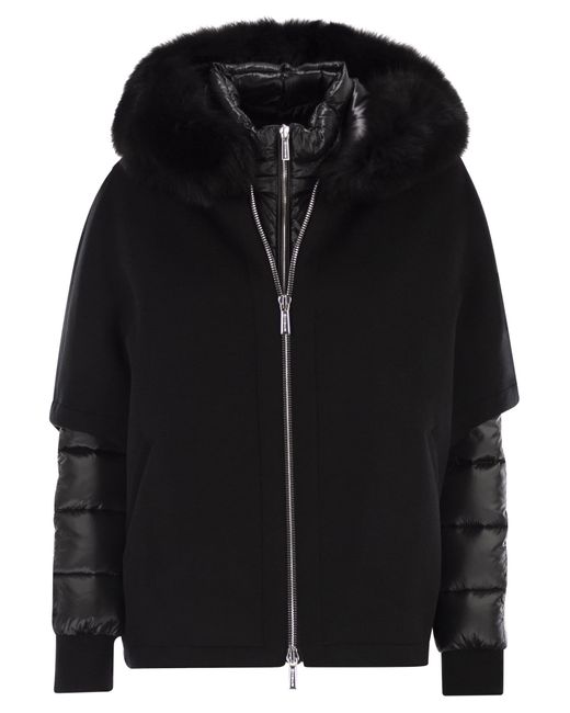 Moorer Pegaso Down Jacket Met Afneembare Kap in het Black
