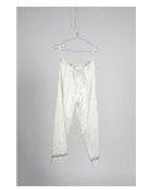 Péro White Cotton And Silk Pants With Check Pattern