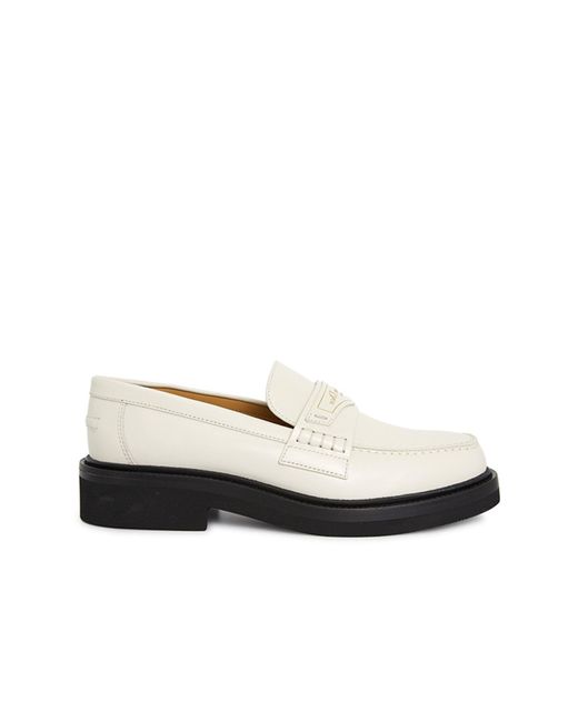 Dior White Leather Loafers