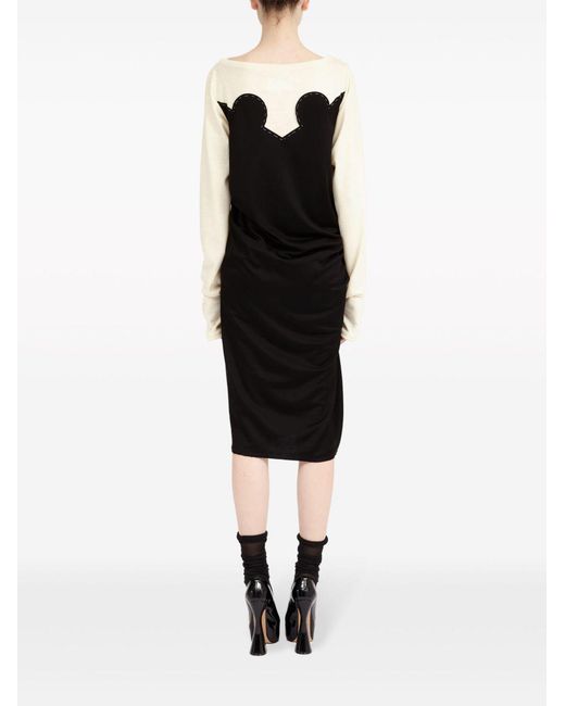 Maison Margiela Black Cotton Blend Midi Dress