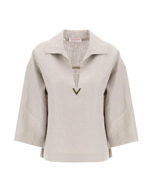 Valentino Garavani White Leinen -Tunika -Kleidungsstück für