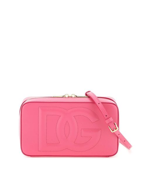 Dolce & Gabbana Pink Lederkameratasche mit Logo
