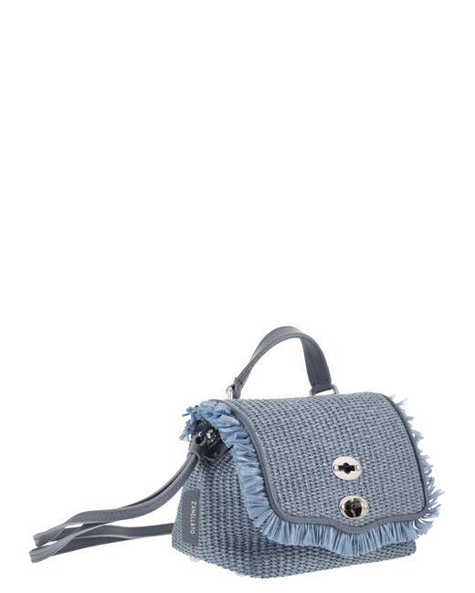 Zanellato Blue Postina Vimini Handbag With Fringes Baby