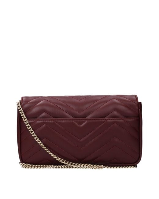 Gucci Purple Marmont Pochette Leather/Burgundy