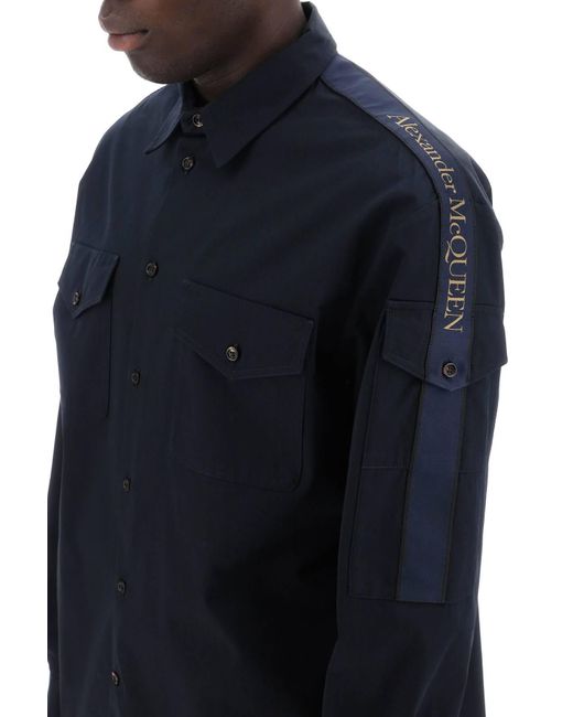 Alexander McQueen Hemd mit Logo -Band im Ärmel in Blue für Herren