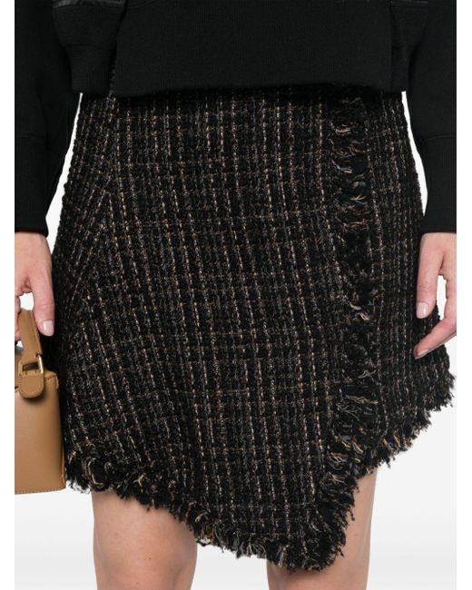 Sacai Black Tweed Wool Mini Skirt