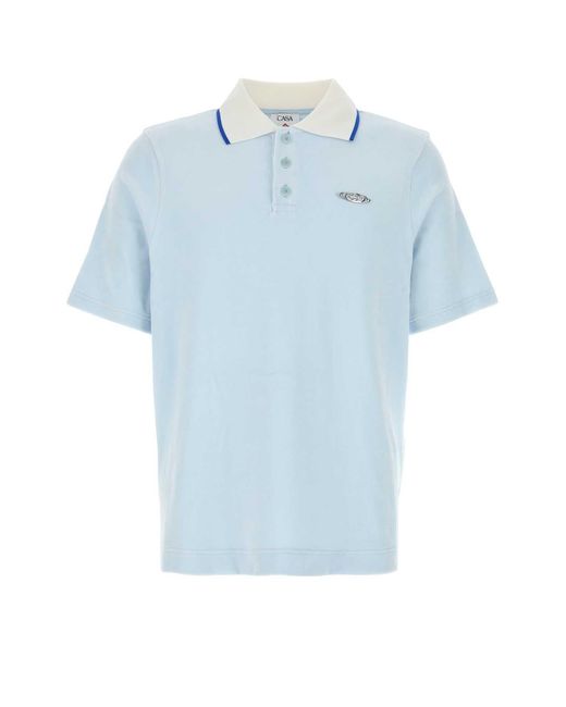Casablanca Blue Pastel Velvet Polo Shirt