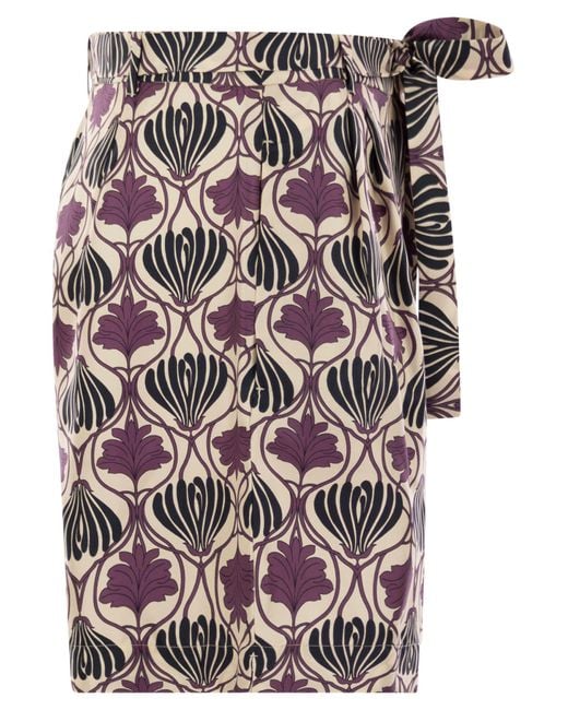 Max Mara Gray Metello Printed Silk Fluid Short Trousers