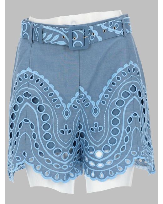 Charo Ruiz Blue Dune High Waisted Scalloped Shorts